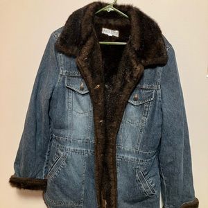 Vintage faux fur denim coat. Marvin Richards, great stylish coat.